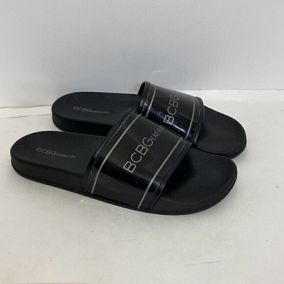 BCBGeneration Women's Black Logo Flip Flop Slides Slippers Size 10 - Picture 1 of 10